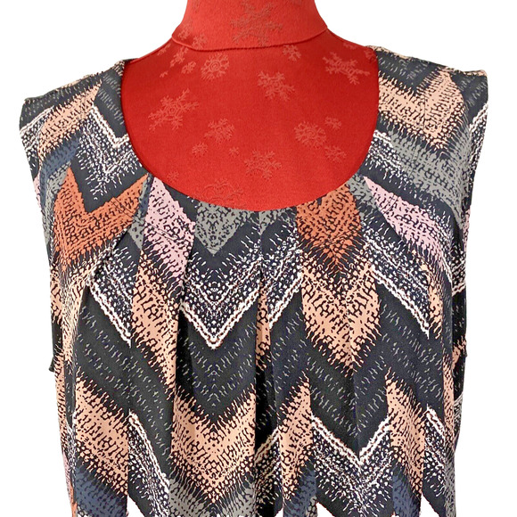 Jones Studio Sleeveless Tank Top Blouse Multicolor Black Peach Pink XL Stretch - Picture 2 of 9